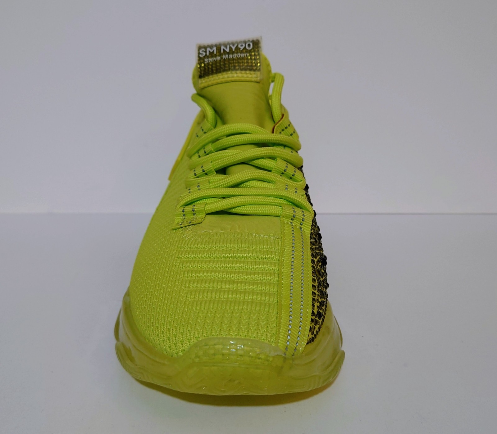 Steve Madden Maxima Knit Rhinestone Neon Yellow SM NY90 Size 8.5