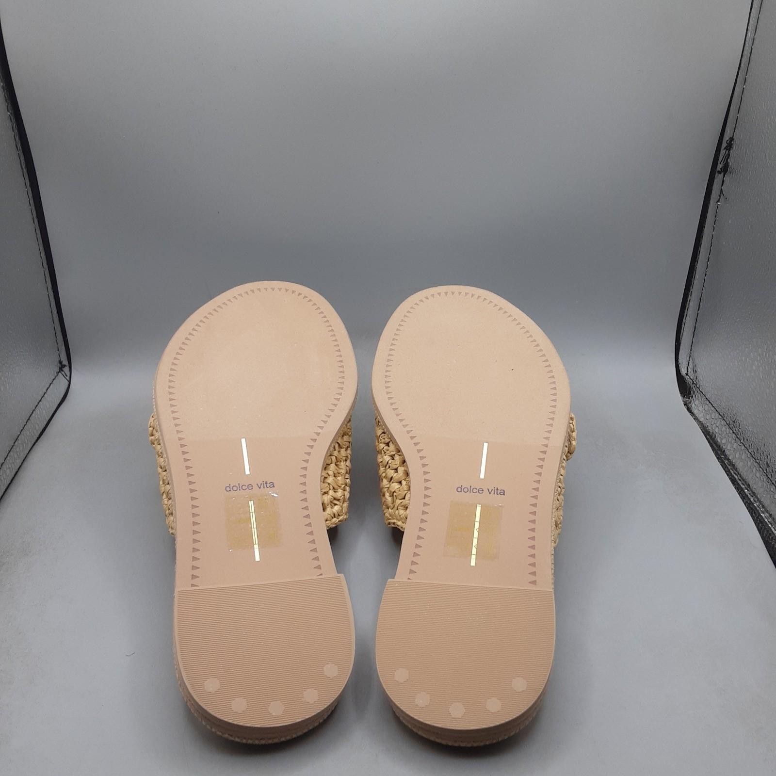Dolce Vita Buckle Slide Sandals Alonzo Natural Women’s 7.5M Beige Raffia A298