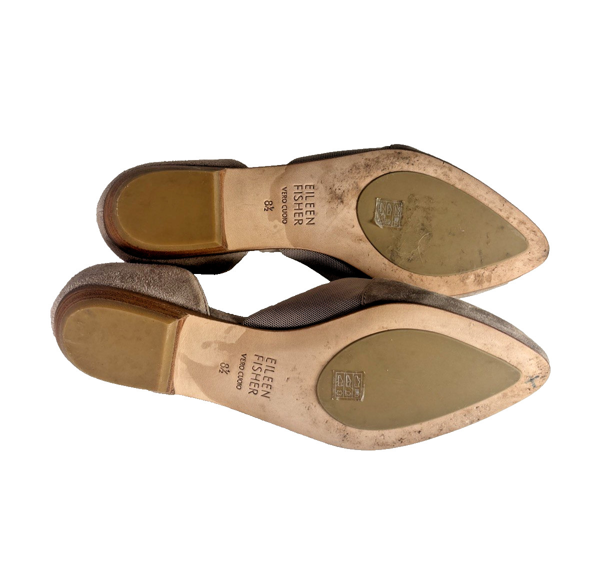 Eileen Fisher Asha Suede Flats Taupe Pointed Toe Slip On Comfort Women 8.5