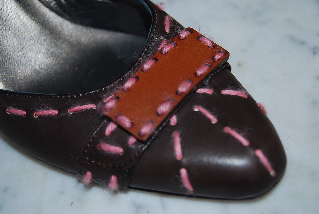 ISABELLA FIORE ITALY BROWN LEATHER WOOL TRIM WOMEN’S SLING BACK HEEL SHOES S 7 M