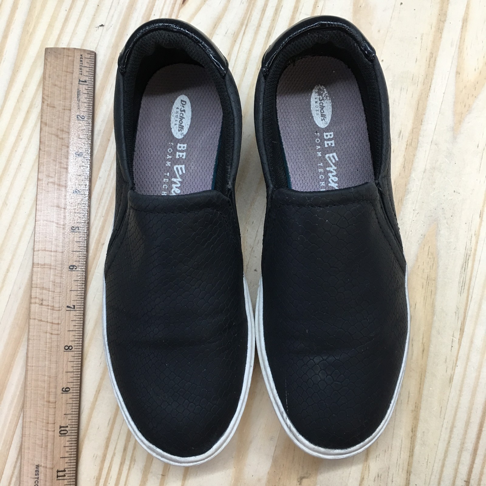 Dr Scholls Shoes Womens 6 M Wink Casual Slip On Sneakers Black Faux Leather