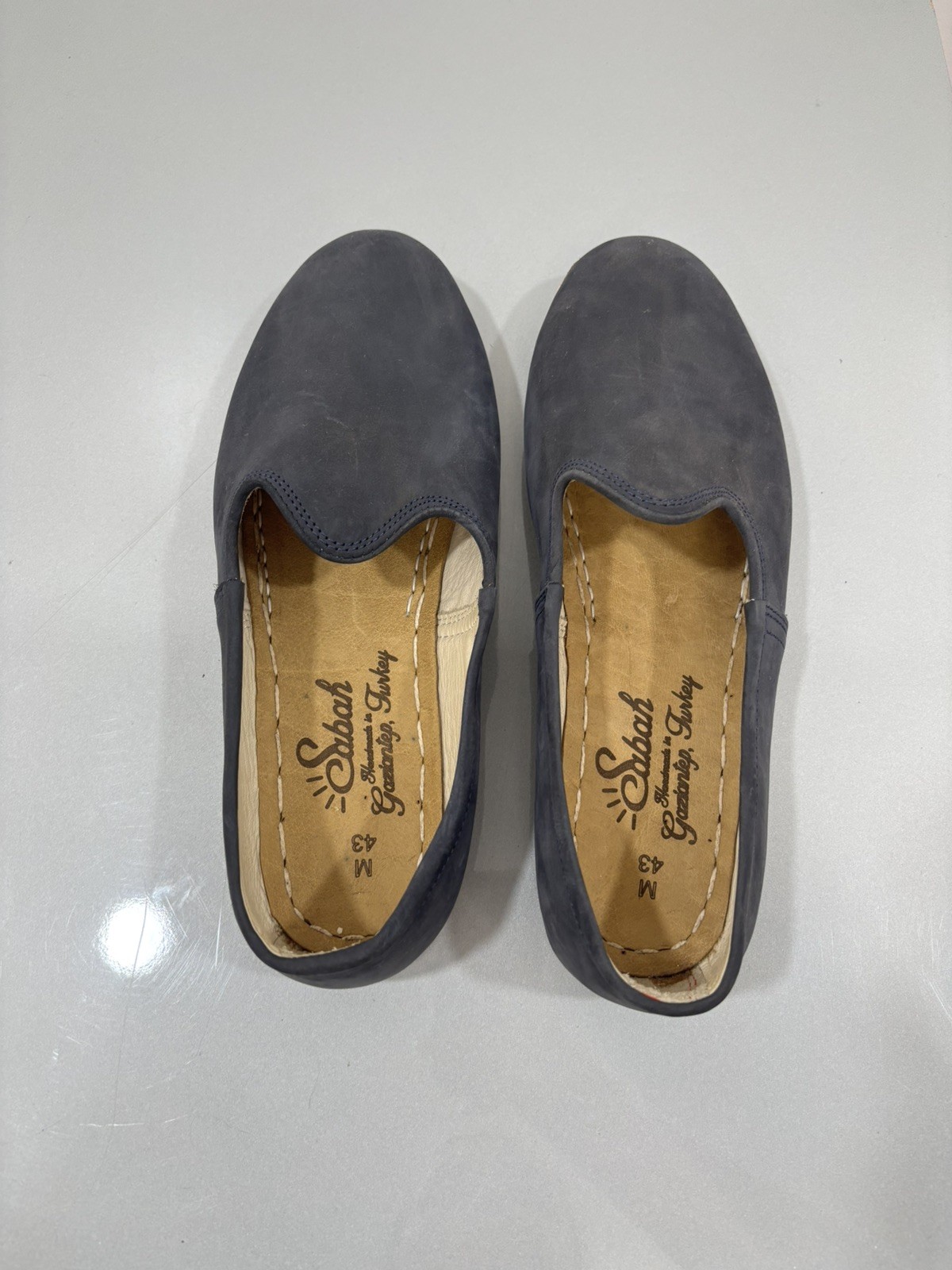 Sabah Turkish Signature Sabahs Blue Leather EU 43 Slip On Handmade Loafers