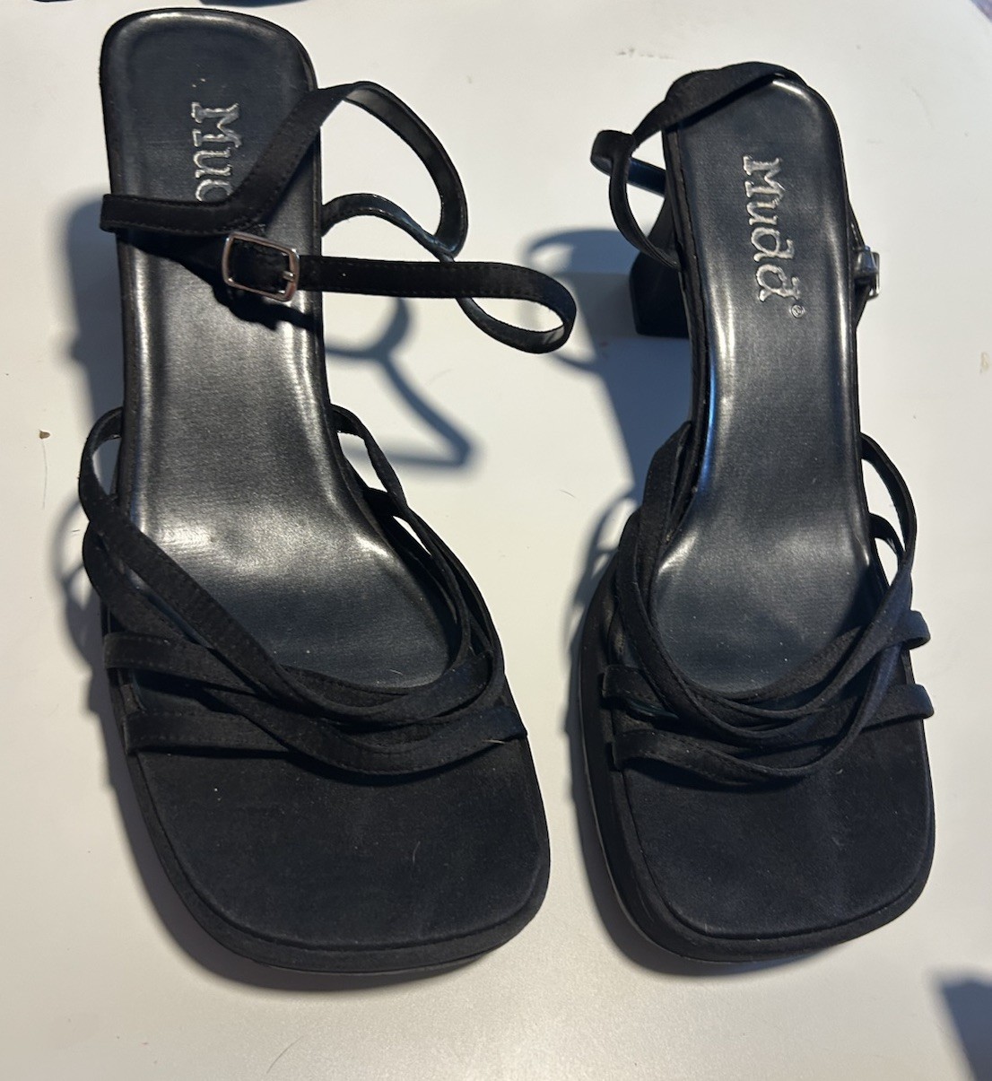 Vintage MUDD Short Heeled Sandals Black Size 10 Womens Y2k 2000s
