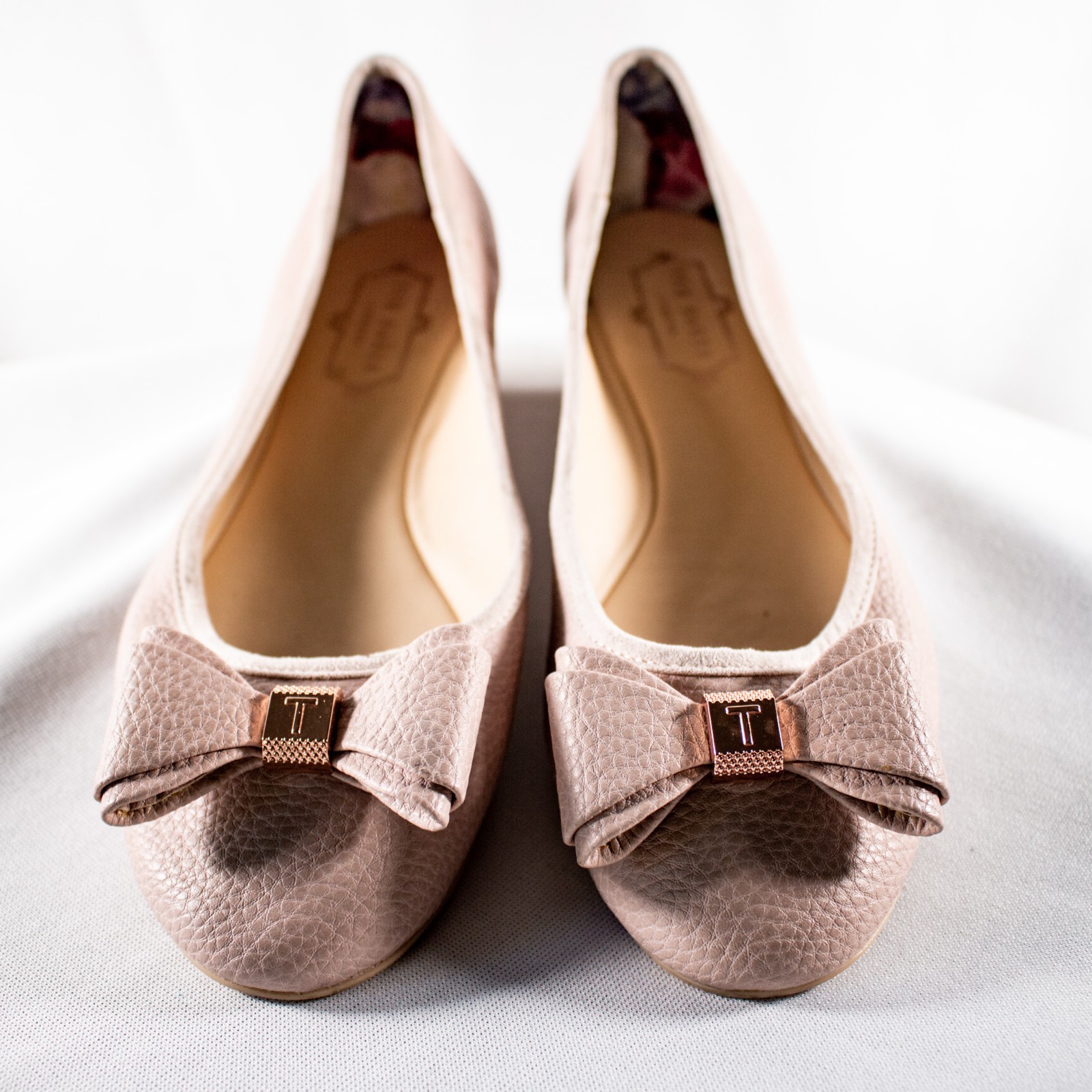 TED BAKER IMMET Pink Lavender Logo Women Flat Ballerina Bow Shoes Size 8.5