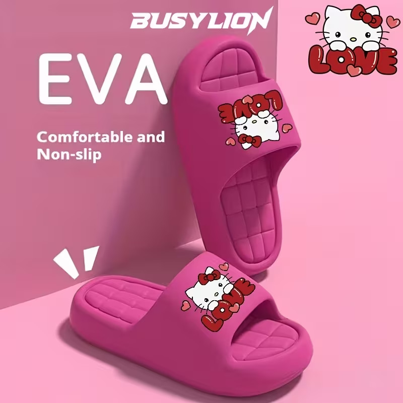 Ladies Comfortable Cushion EVA Hello Kitty Type Slides – Size 7 1/2 – 8 – NEW