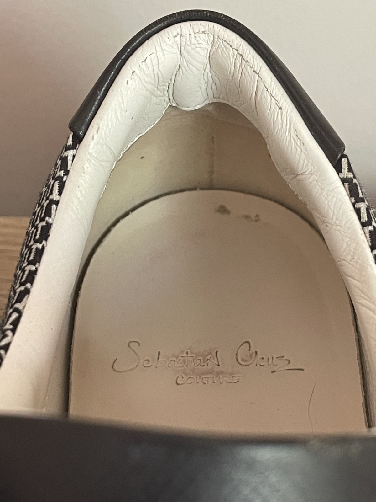 Sebastian Cruz Couture Luxury Sneakers Black White Pattern Low SZ 40 EU 7.5/9 US