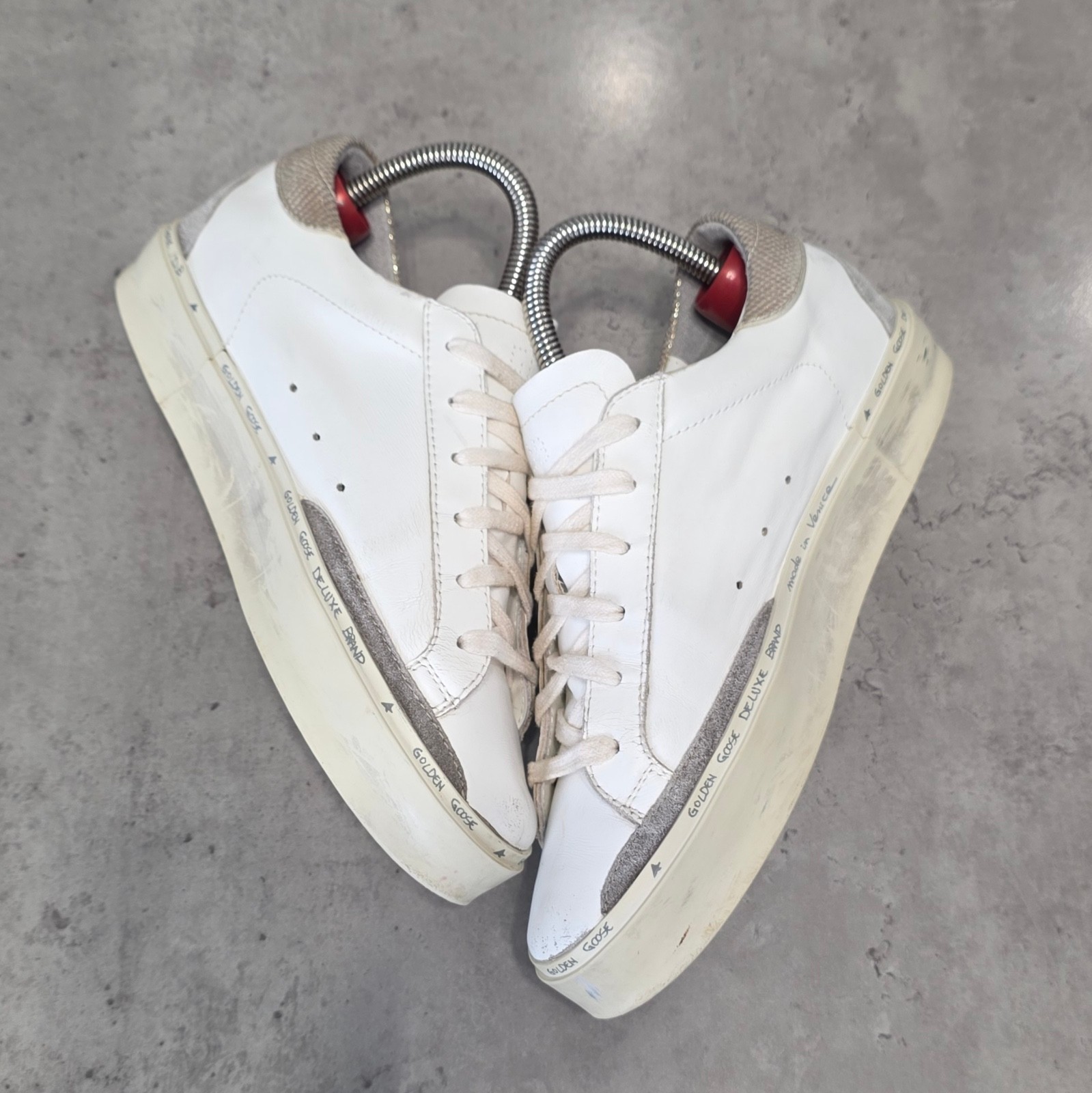 Golden Goose Hi Star Women’s Sneakers White Leather Platform Shoes Size 39
