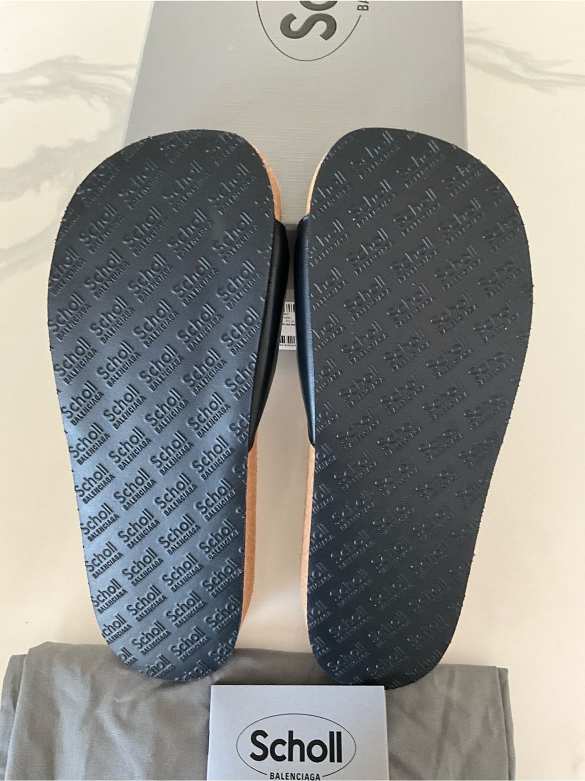 Balenciaga x Scholl Flat Slide Sandals Black Silver Leather EU 38 / US 8 NIB