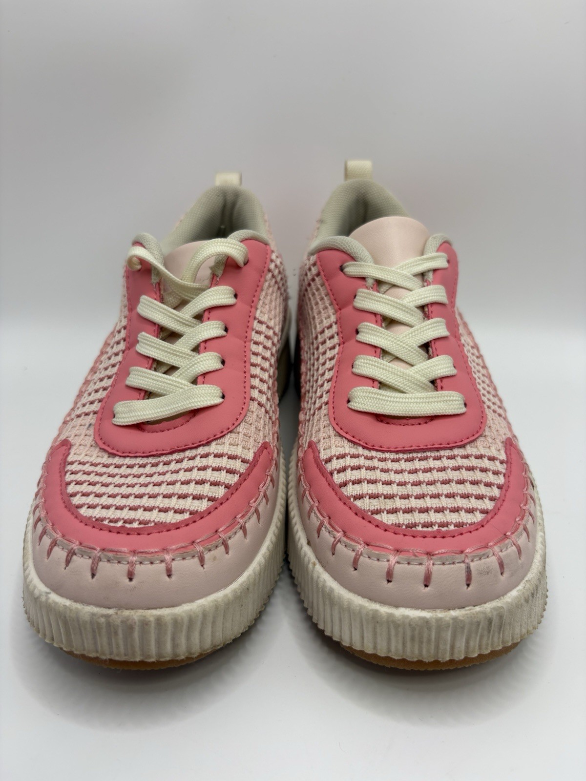 Pink Nicole Miller Brita Sneakers Shoes Women’s Woven Stitched 7.5
