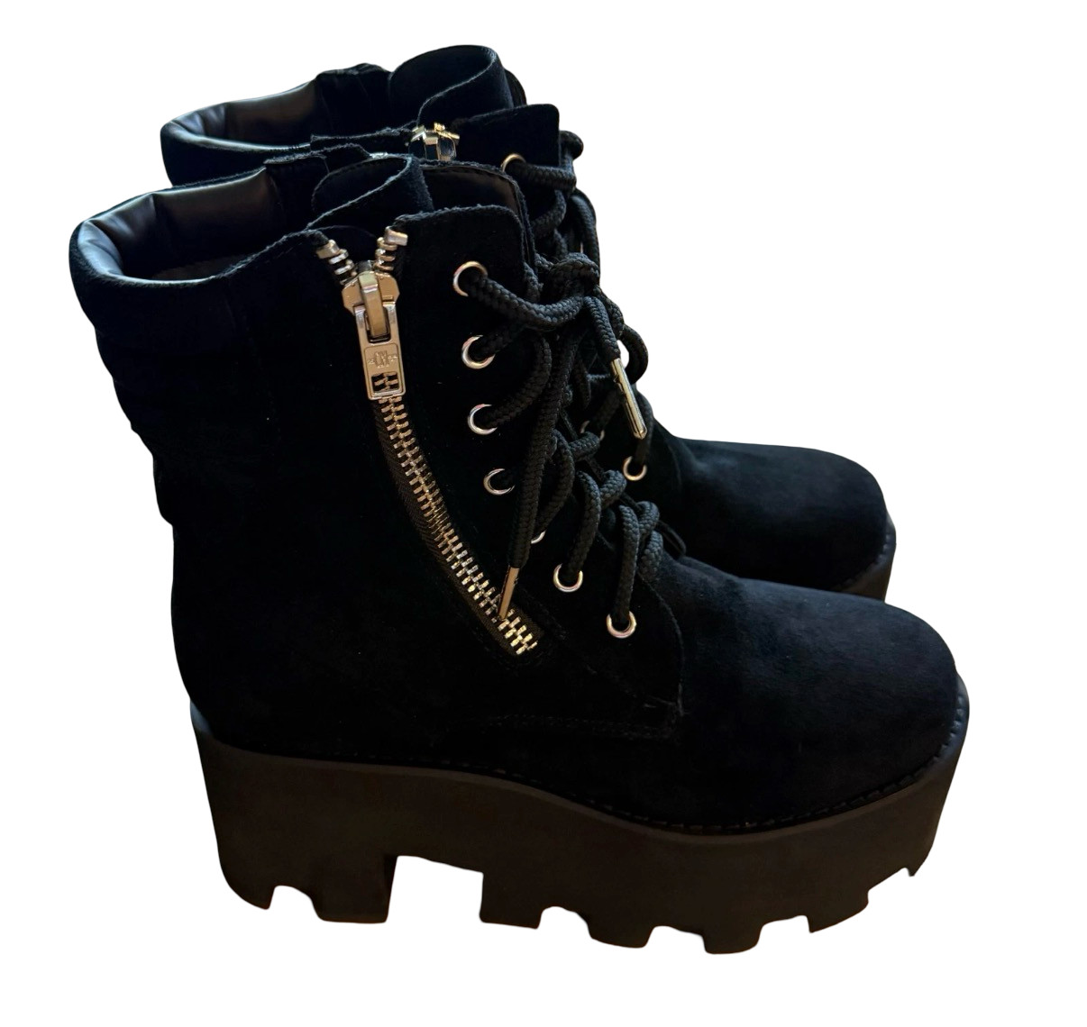 RARE CURRENT MOOD GREENPOINT BLACK VEGAN SUEDE PLATFORM BOOTS | WOMEN’S 9
