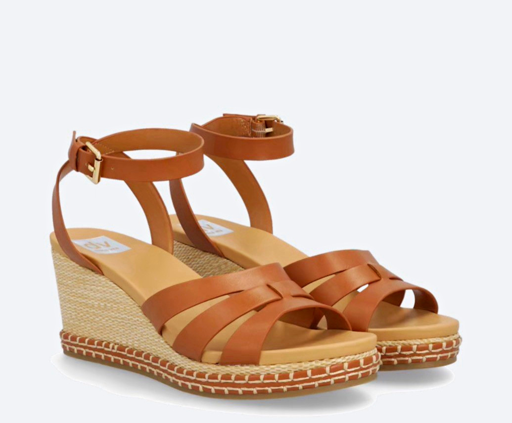 DV by Dolce Vita Women’s Brown Leather Ankle Strap Wedge Sandals Size 7