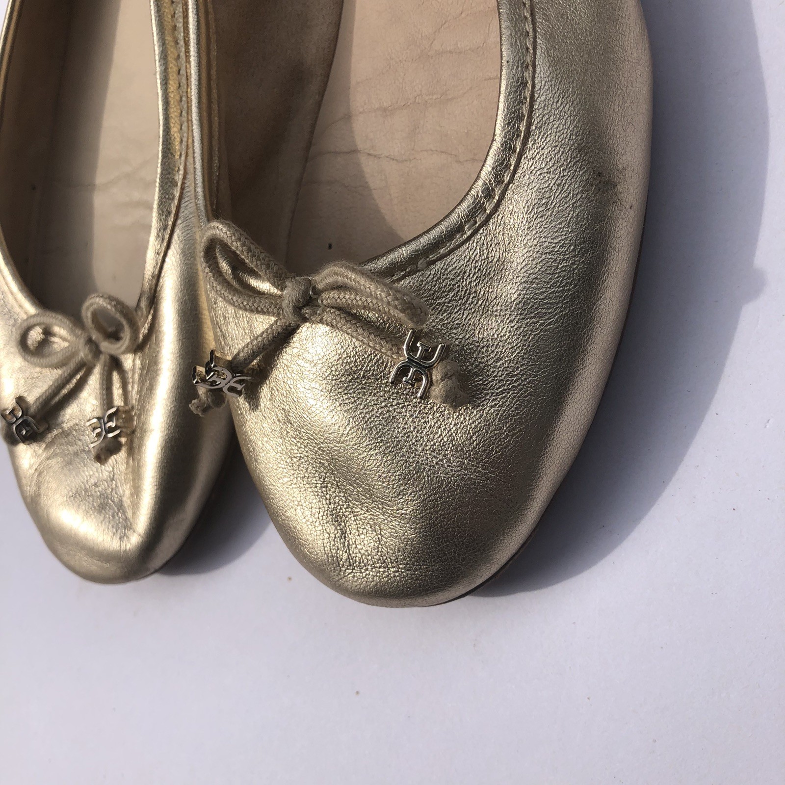 Sam Edelman Felicia Luxe Ballet Flats Shoes Gold Metallic Leather Sz 7.5
