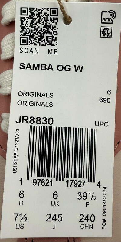 ADIDAS SAMBA OG W JR8830 WOMENS SIZE 7.5 PINK & WHITE RUFFLE STRIPES CASUAL SHOE