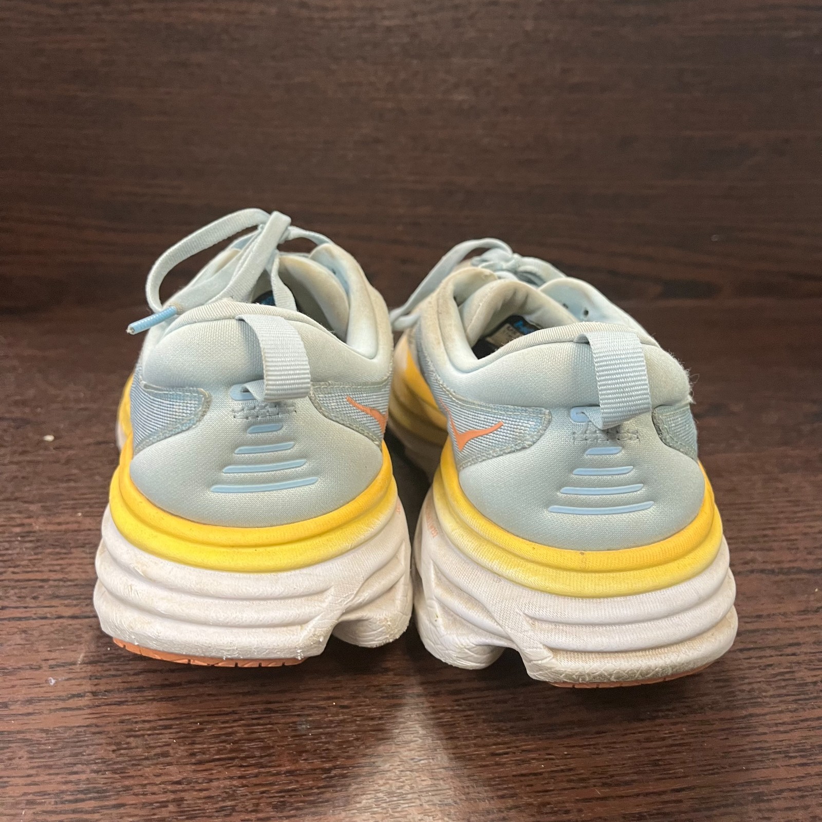 Hoka Bondi 8 Women’s Running Shoes Size 11 Blue Yellow 1127952 SSCA Road Comfort
