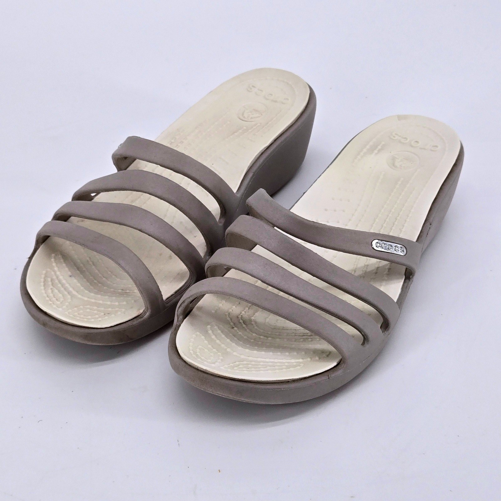 Crocs Patricia Four Strap Wedge Sandals Stucco Mushroom Neutral Women’s Size 7