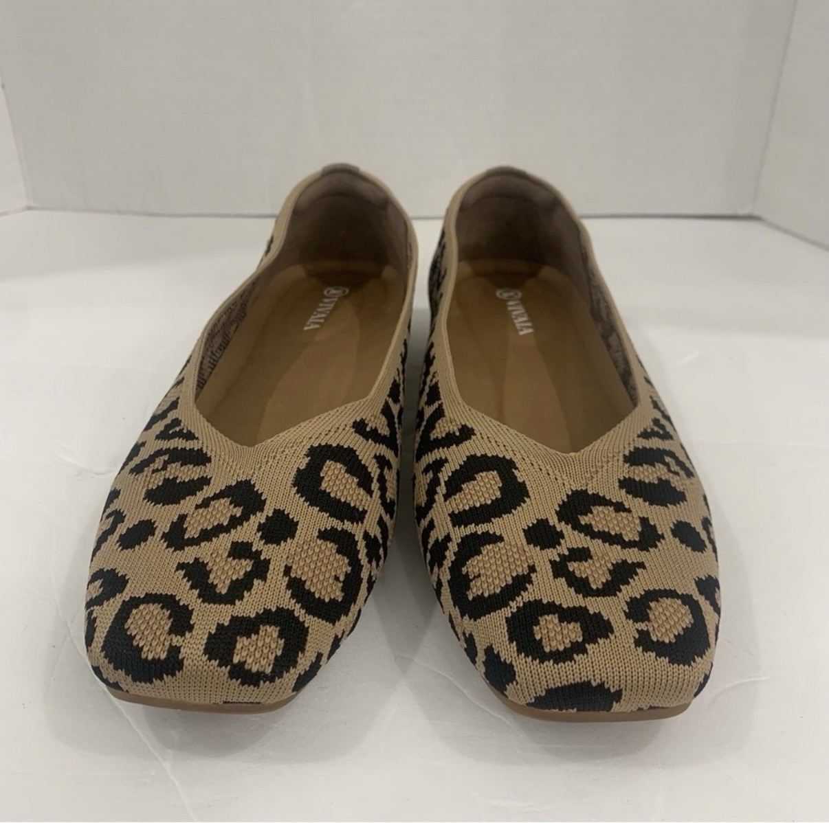 VIVAIA Margot 2.0 Square Toe V-cut Flats Dark Leopard Size 40 US 9 Comfort
