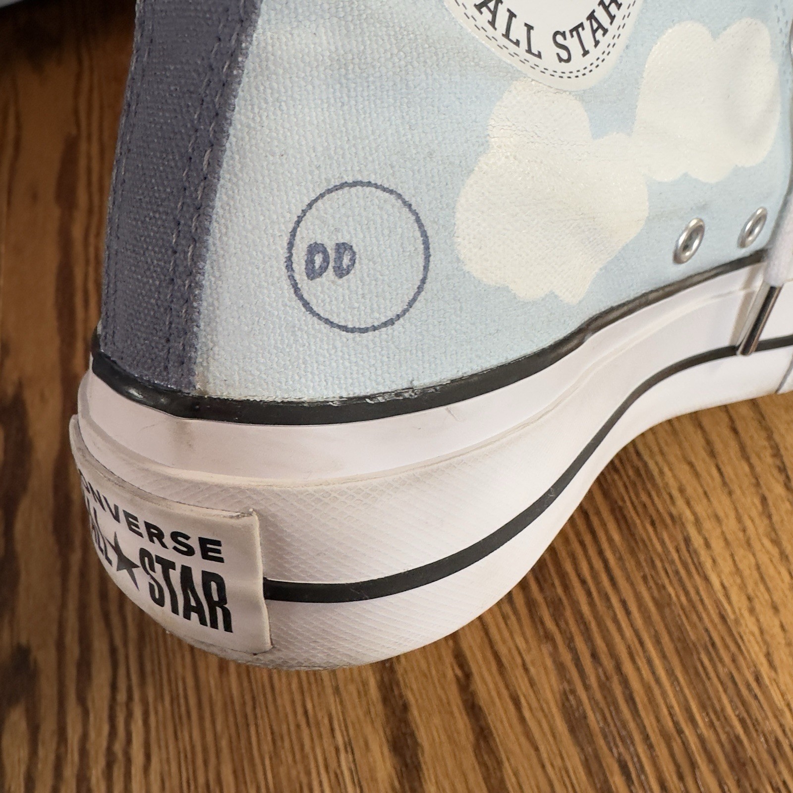 Converse Lift Platform Cloud Print Shoes Women’s Size 8 Custom Deacs Design