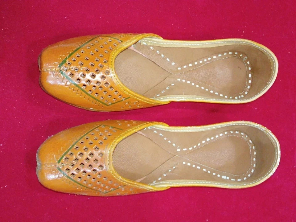 Women Shoes Indian Handmade Leather Punjabi Flip-Flops Brown Jutties US 5.5-6.5