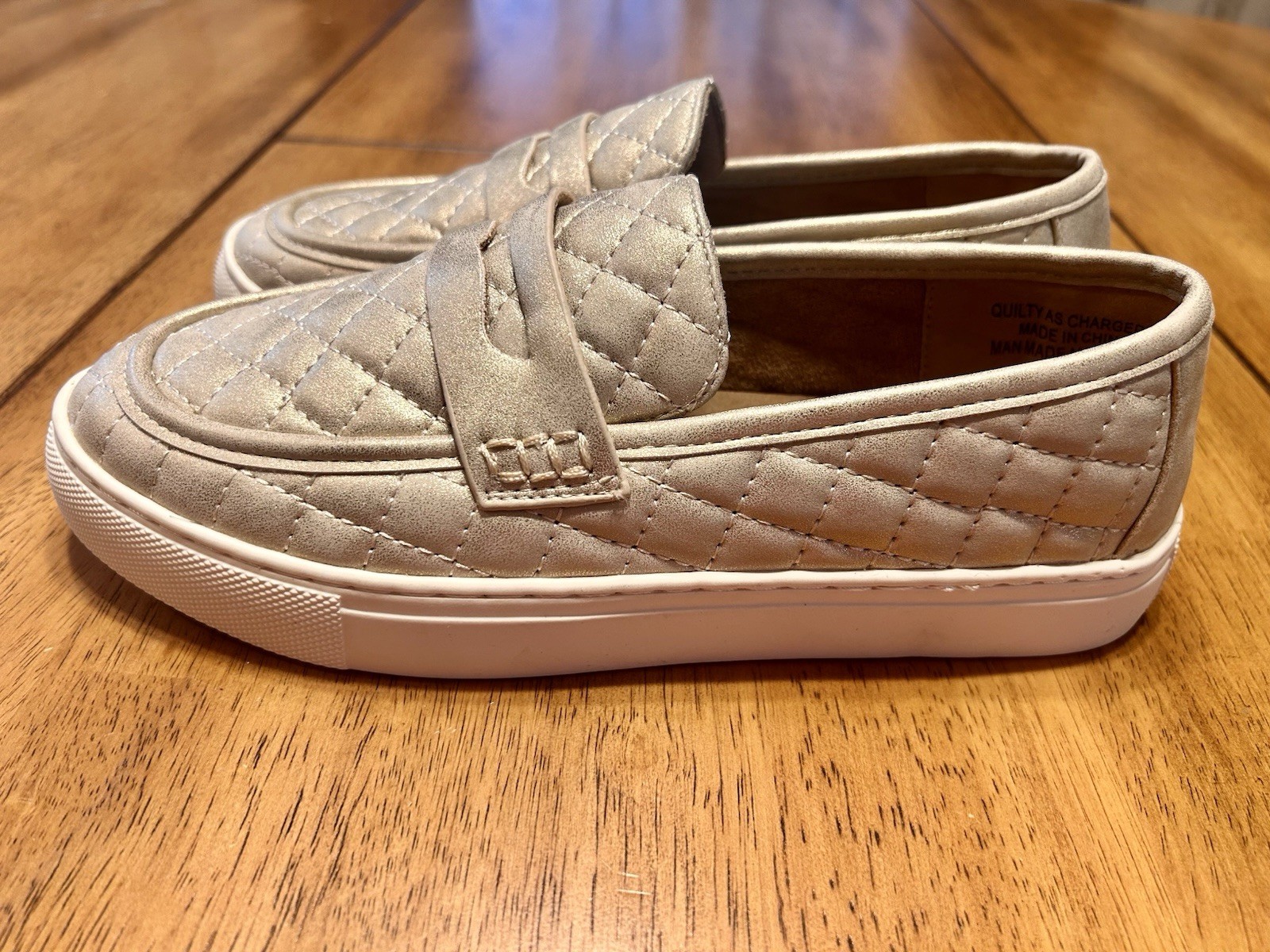 Hey Girl by Corkys Women’s Gold Quilted Slip-On Loafer Flats 7 Round Toe