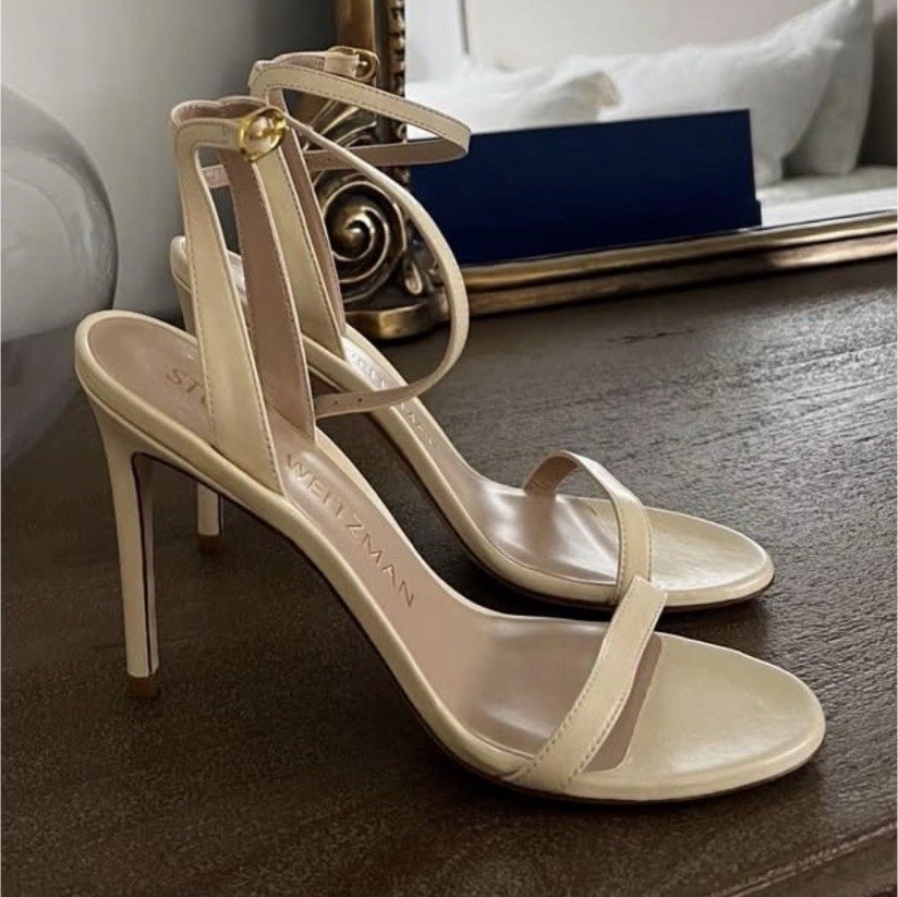 Stuart Weitzman Women’s Vanilla Strappy Ankle Strap Buckle Open Toe Stilettos