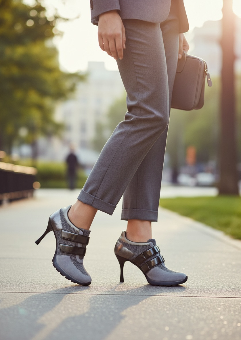 Sneex THE BLAKE HY-HEEL | Italy Suede and Mesh Colorblock Double Strap Stiletto