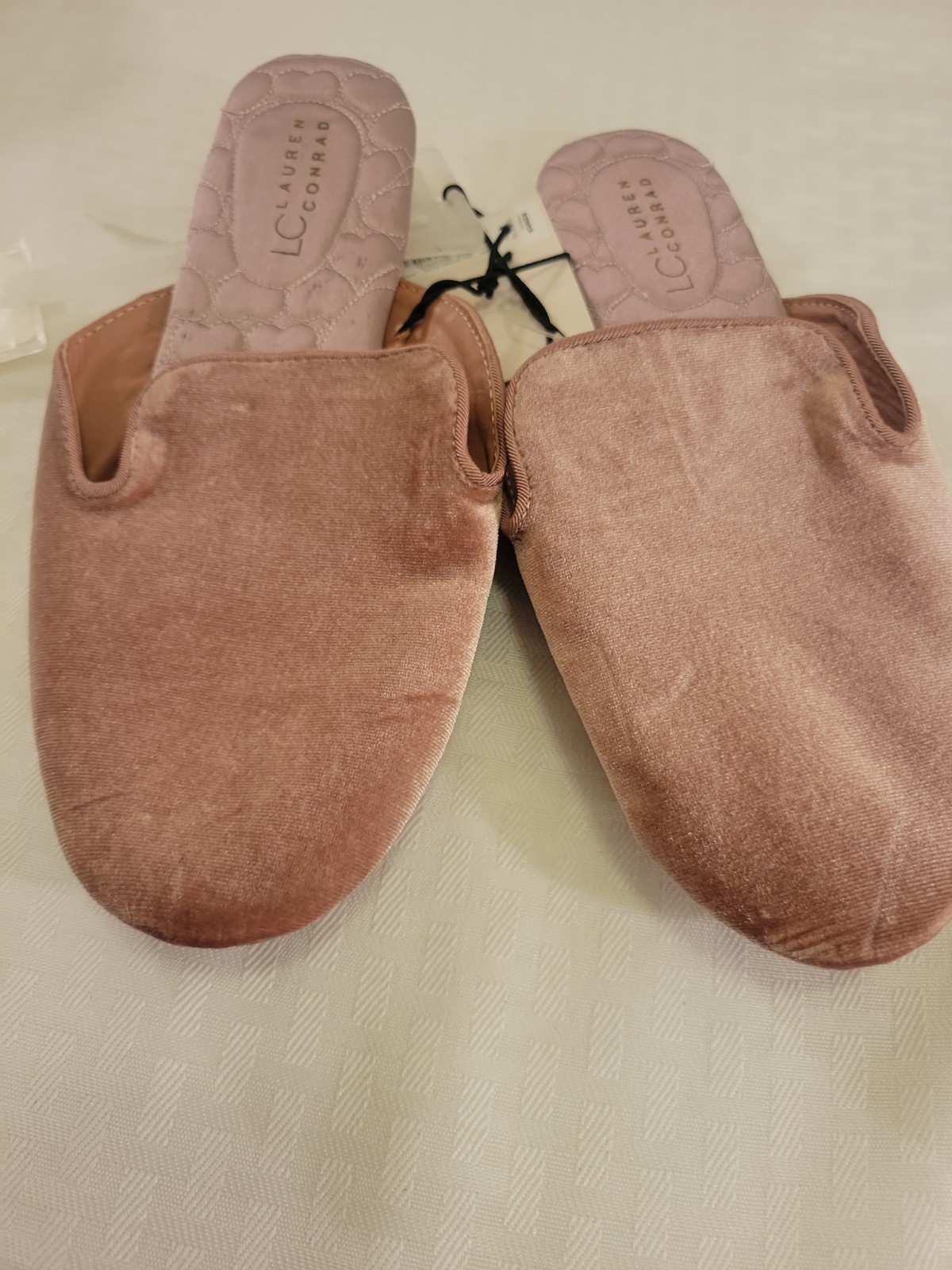 LC LAUREN CONRAD Slip On Slide SLIPPERS Women’s Velvet Pink Size M 7/8 Color New