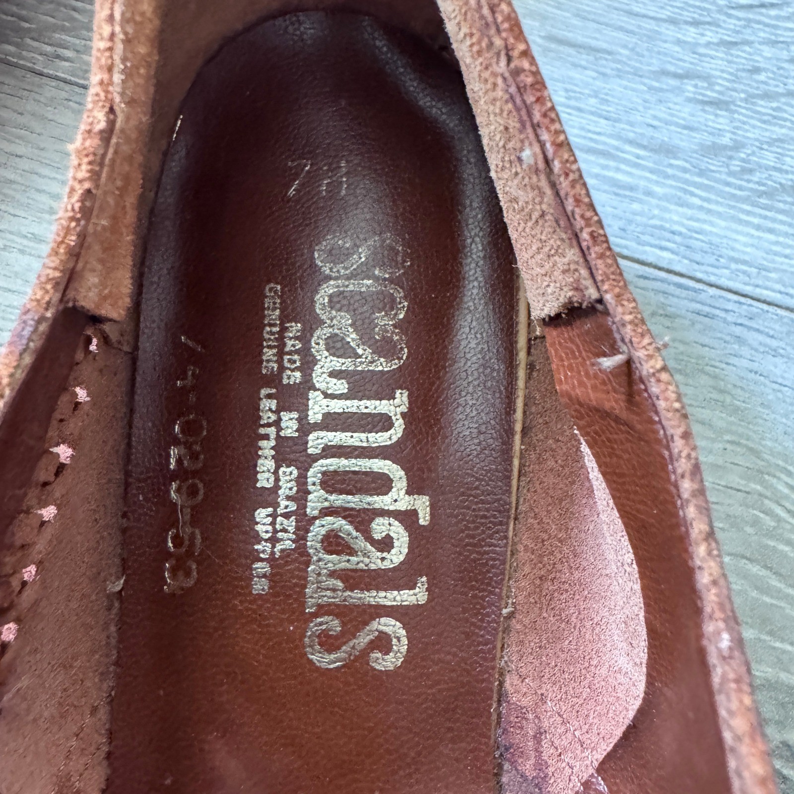 Scandals Vintage Brown Leather Woven T-Strap Huarache Flats Made in Brazil 7