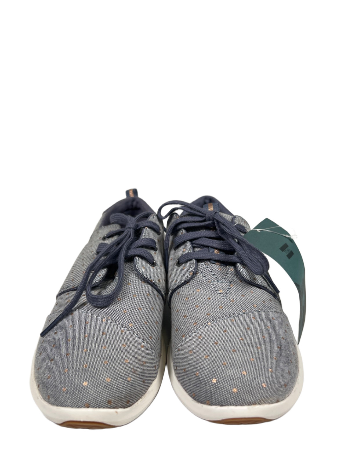 Toms Women’s Blue Del Rey Chambray Metallic Polka Dot Lace Up Sneakers – 7