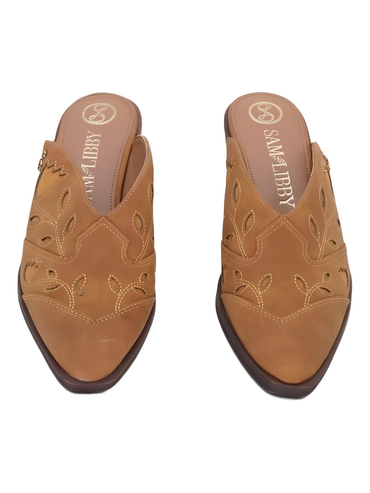 Sam and Libby Womens Floren Western Slip On Mule Sienna Brown Sz 9M