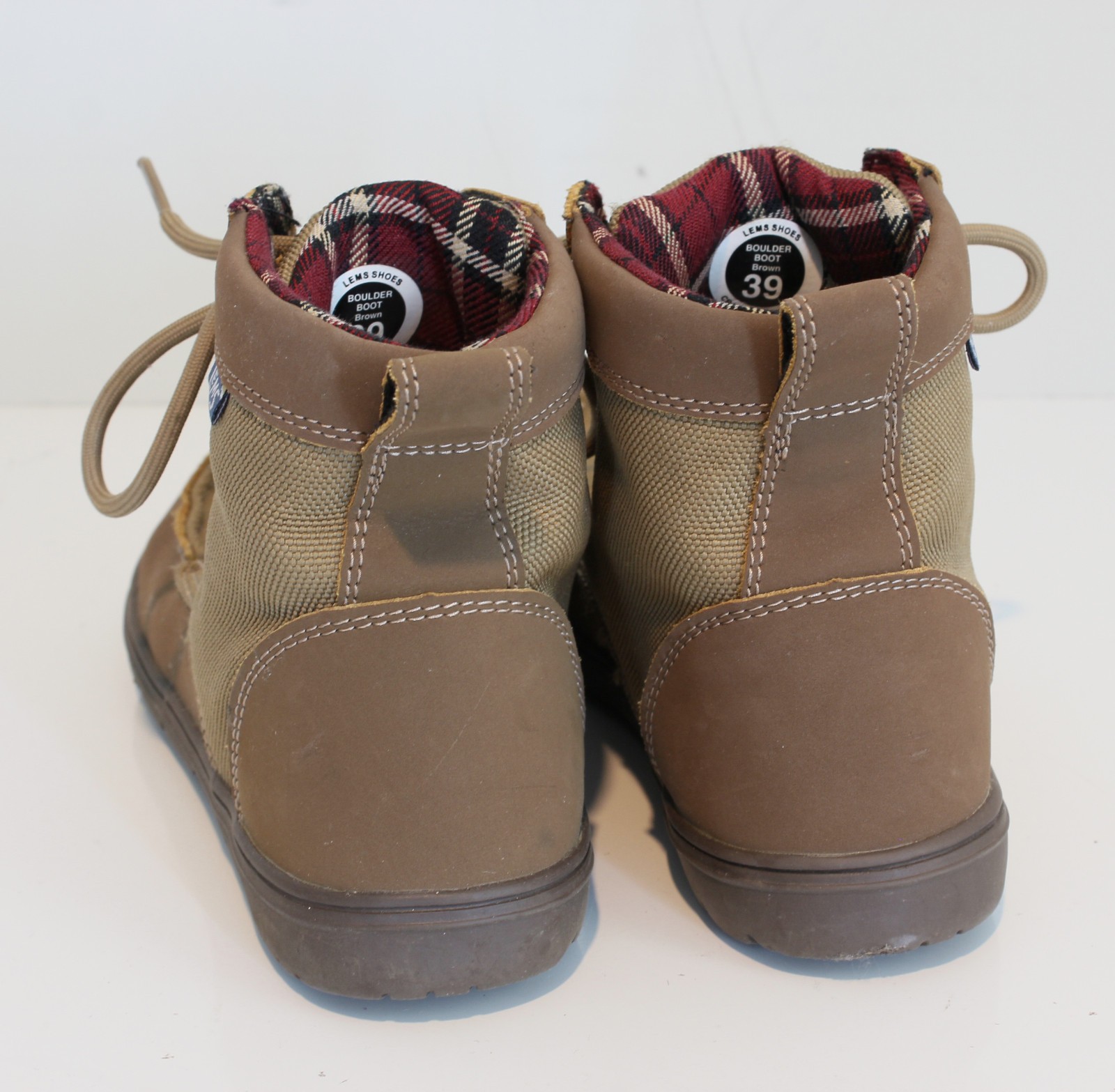Lems Shoes Boulder Boot Brown Canvas Lace Up Ankle Boots EU 39 Women’s 8.5 Men 7