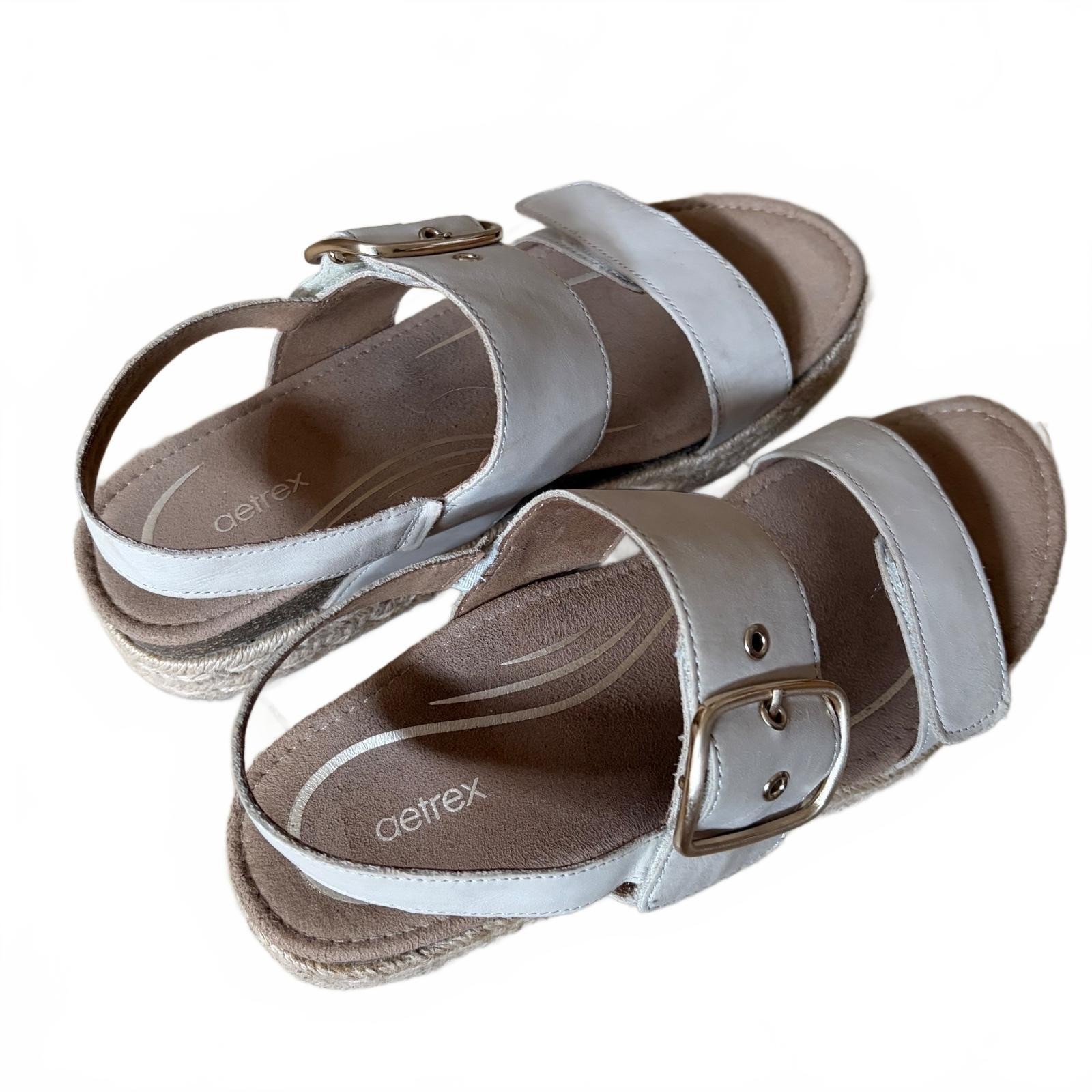 Aetrex Vania Platform Sandals Arch Support Cream Women’s Size US 9-9.5 EU 40