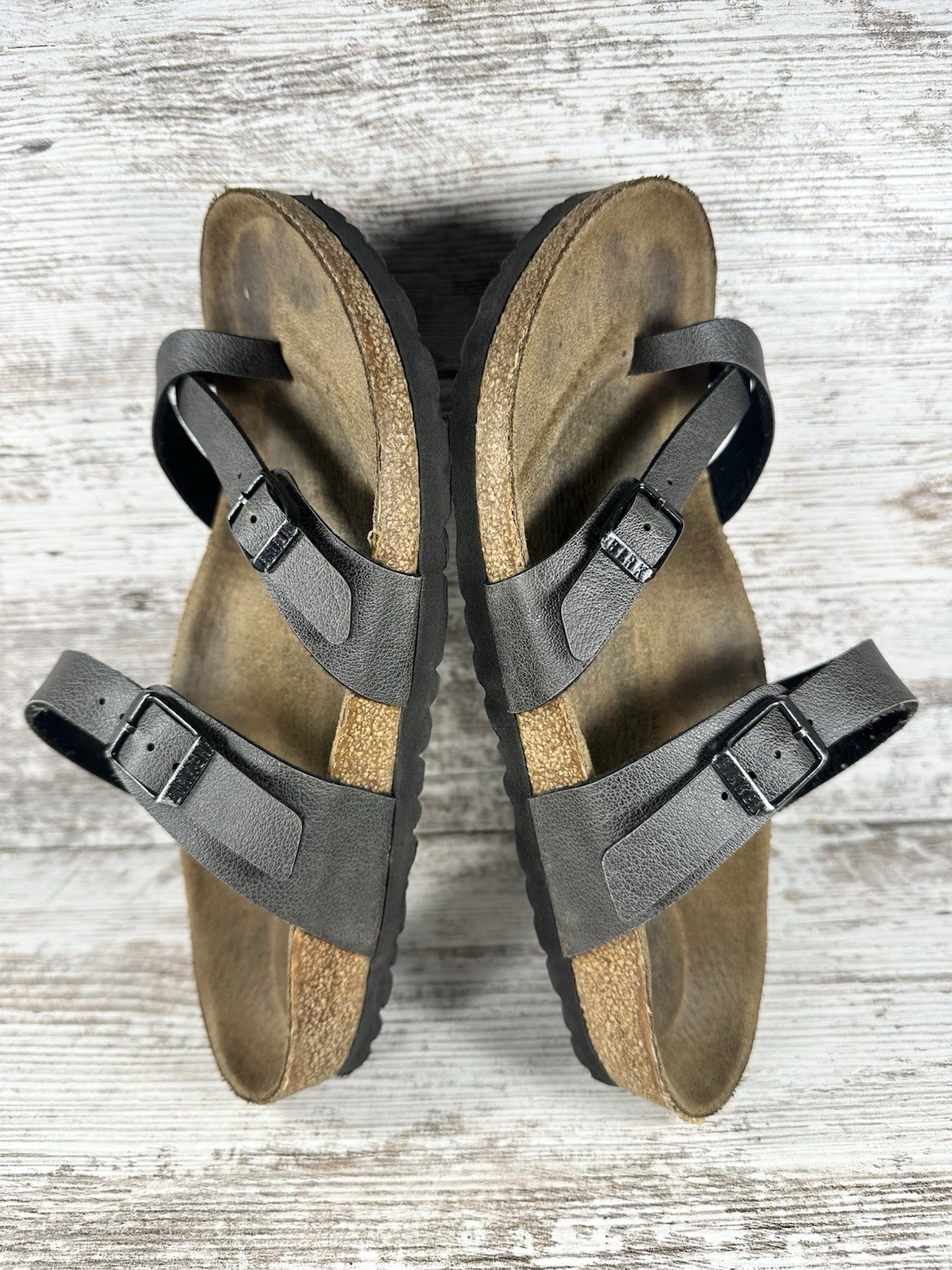Women’s Birkenstock Mayari Birko-Flor Metallic Gray Sandals Sz EUR 39/US 8 EUC!