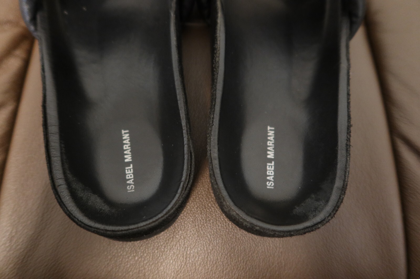 $430 Isabel Marant Hellea black lamb leather padded sandals size 36 with box