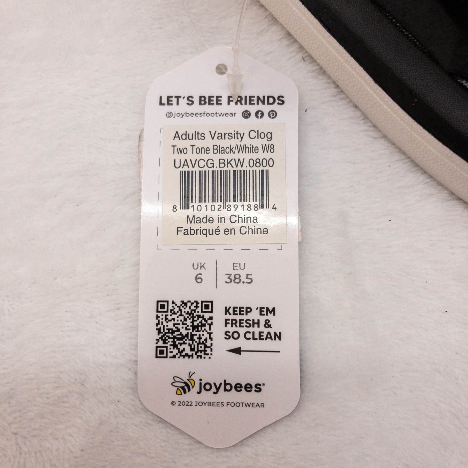 Joybees Varsity Clogs Womens Size 8 Black White Two Tone EVA Slip On New
