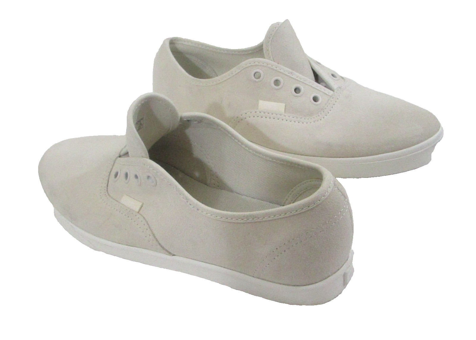 NEW VANS 4-Eyelet Laceless Suede Sneakers Shoes 7.5 Women/6 Men Off-White 500714