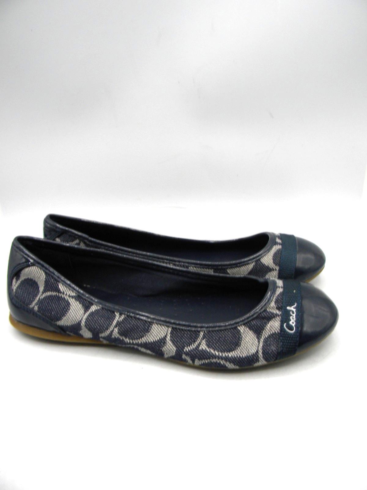 COACH Cecile Navy Signature C Canvas & Patent Leather Ballet Flats Size 5B
