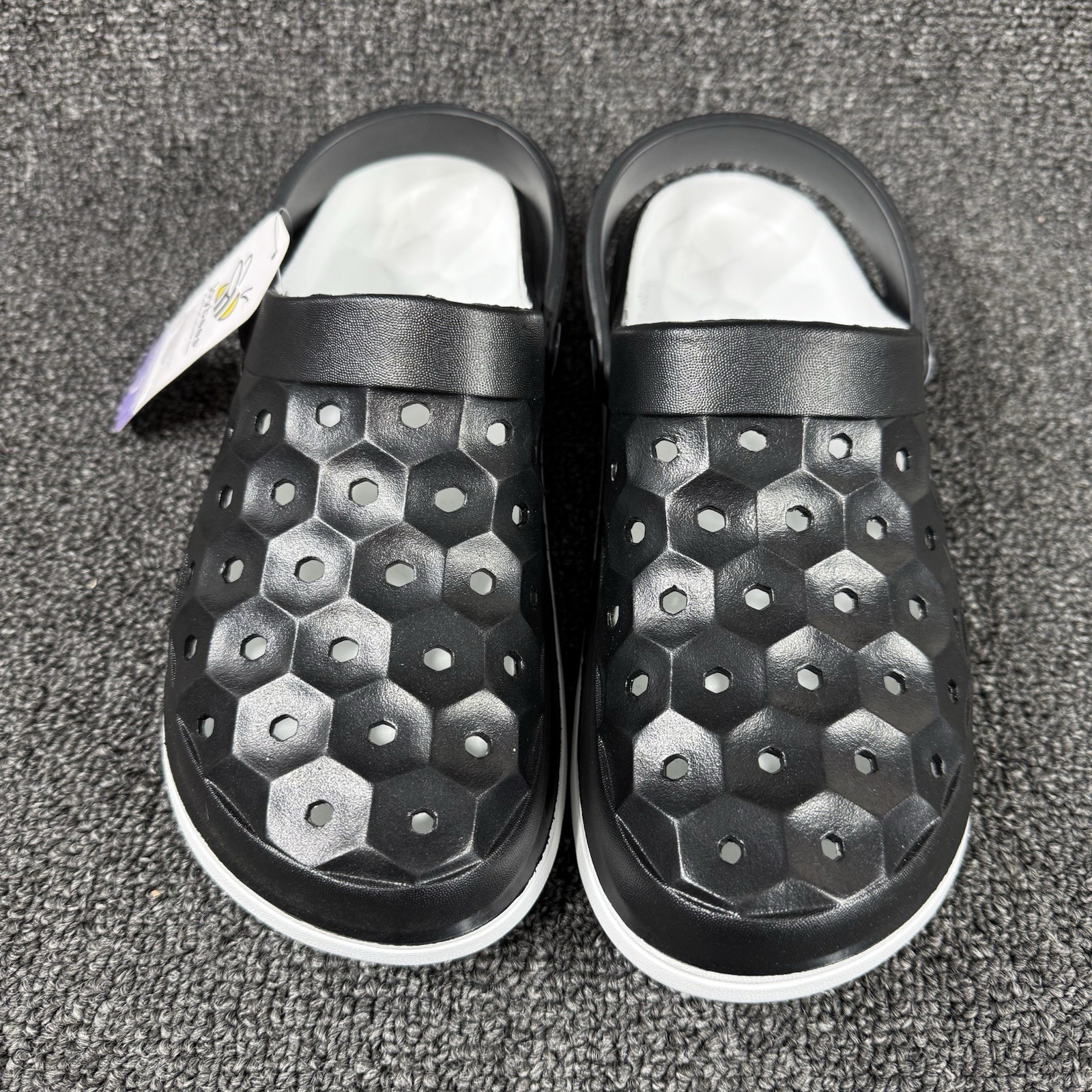 Joybees Varsity Clog Womens Black White Two Tone EVA Slip On Size 7