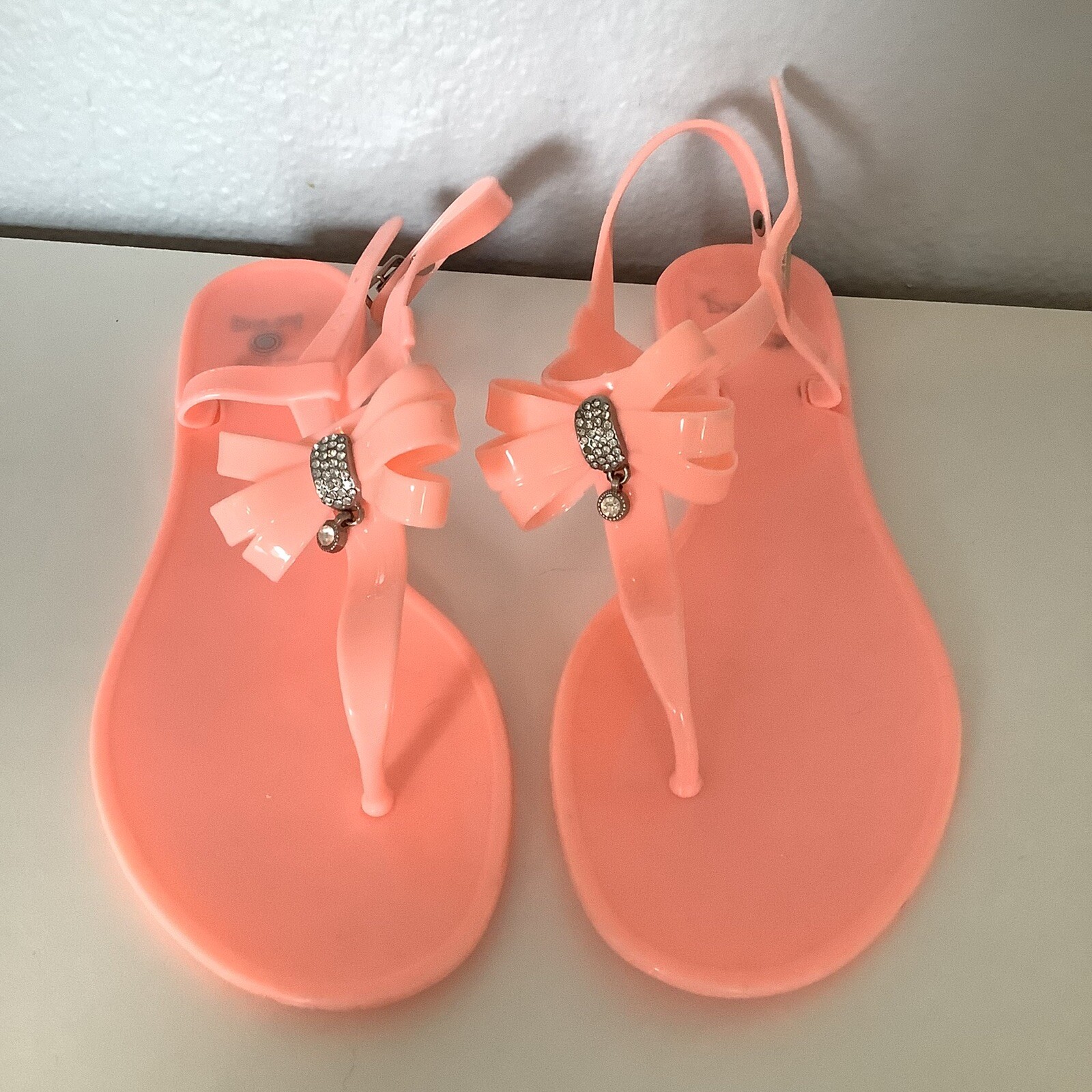 Dizzy Womens Bow And Rhinestones Jelly Sandals Size 9