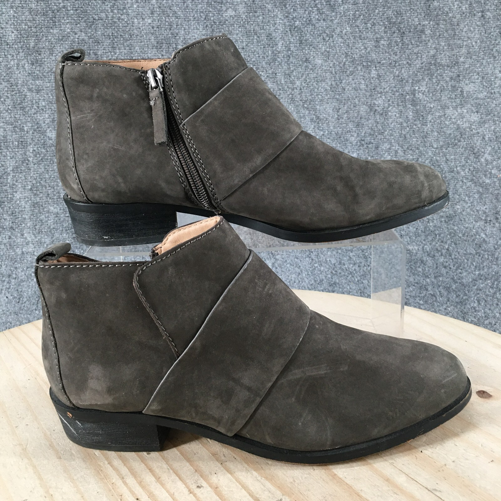 Susina Boots Womens 9 M Fenton Lea Ankle Booties Gray Leather Side Zip 95331710