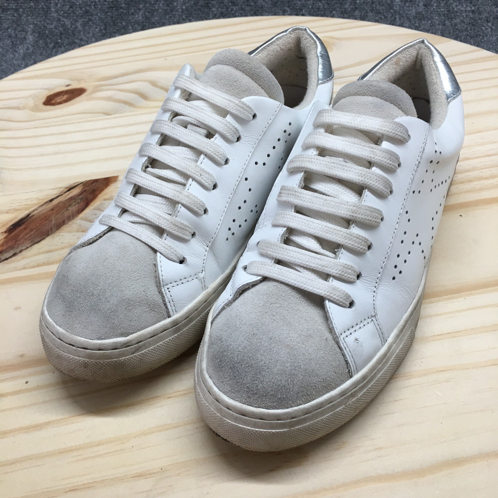 Steve Madden Sneaker Womens 8M White Rezume Round Toe Laced Up Casual Leather