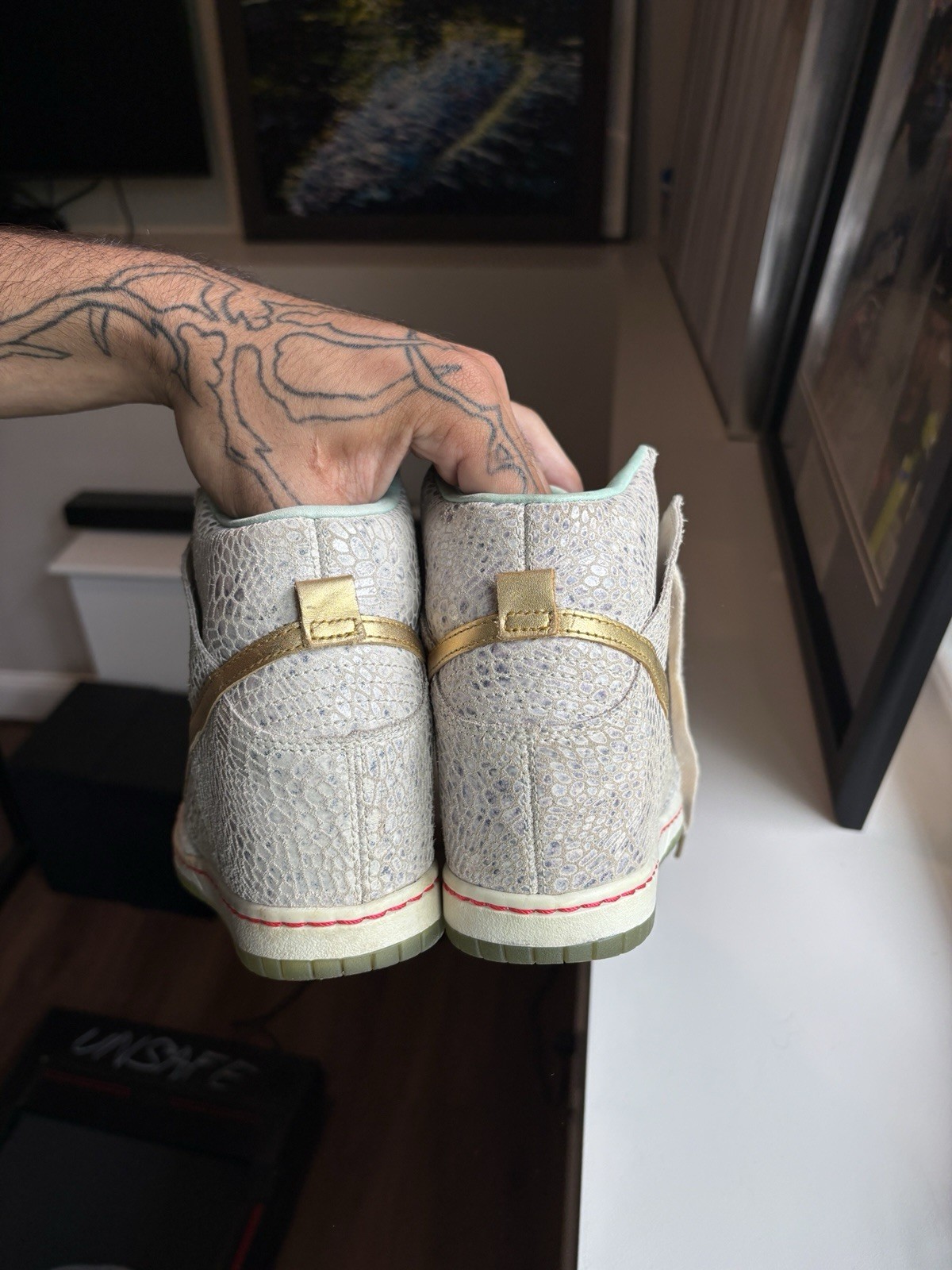 ‘Year of the Horse’ Nike Sky-Hi Dunk *rare* worn 2x – sea foam, grey, gold
