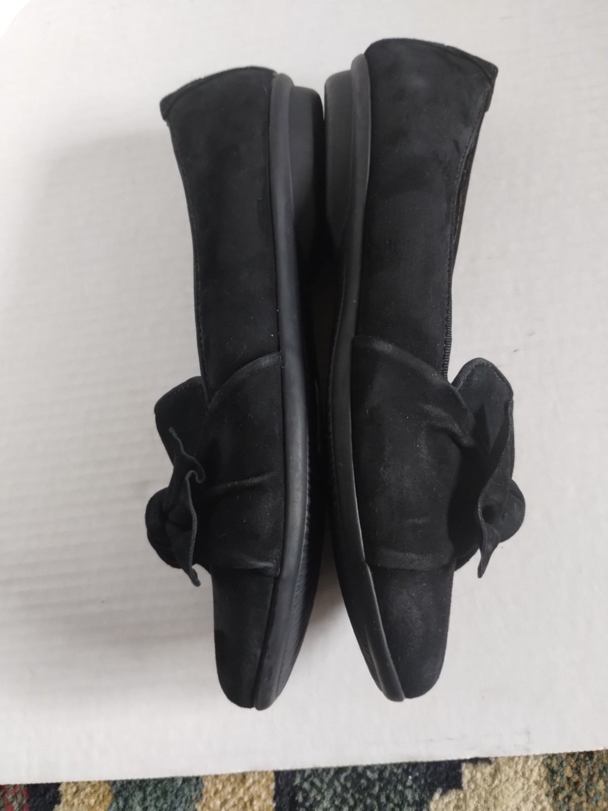 Clarks Collection NEW Gracelin Jonas Black Bow Suede Flat 8Wide Ultimate Comfort