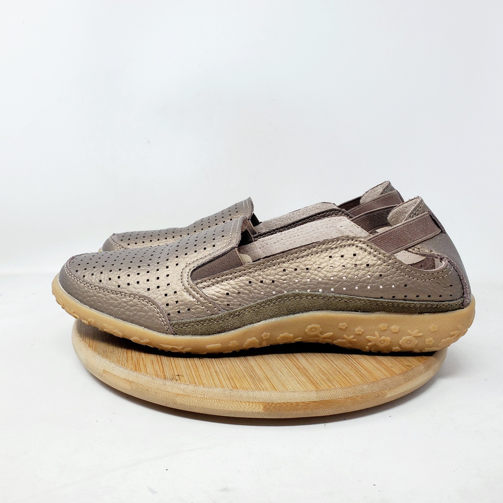Spring Step Shoes Womens 40 Bronze Metallic Leather Loafer Flat Comfort Sandals