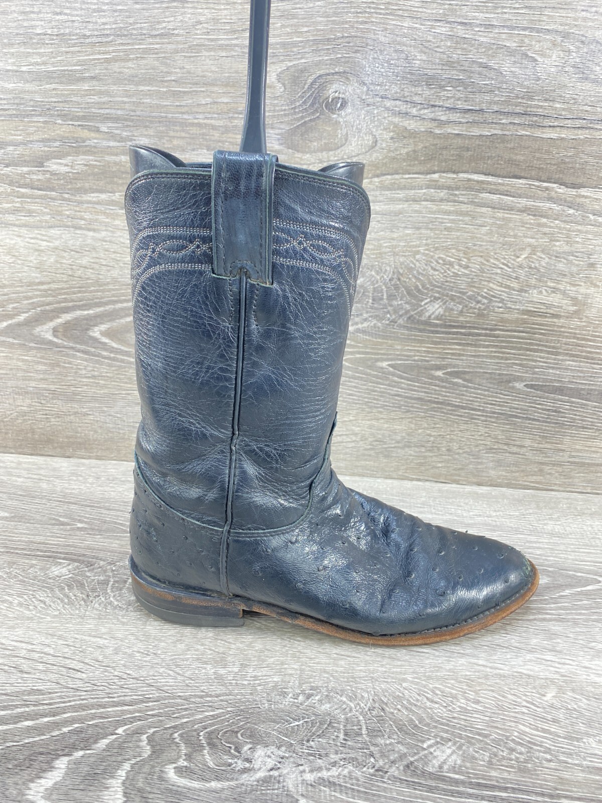 Justin L3171 Womens Right 7 B Left 8 B Black Ostrich Quill Leather Cowboy Boots