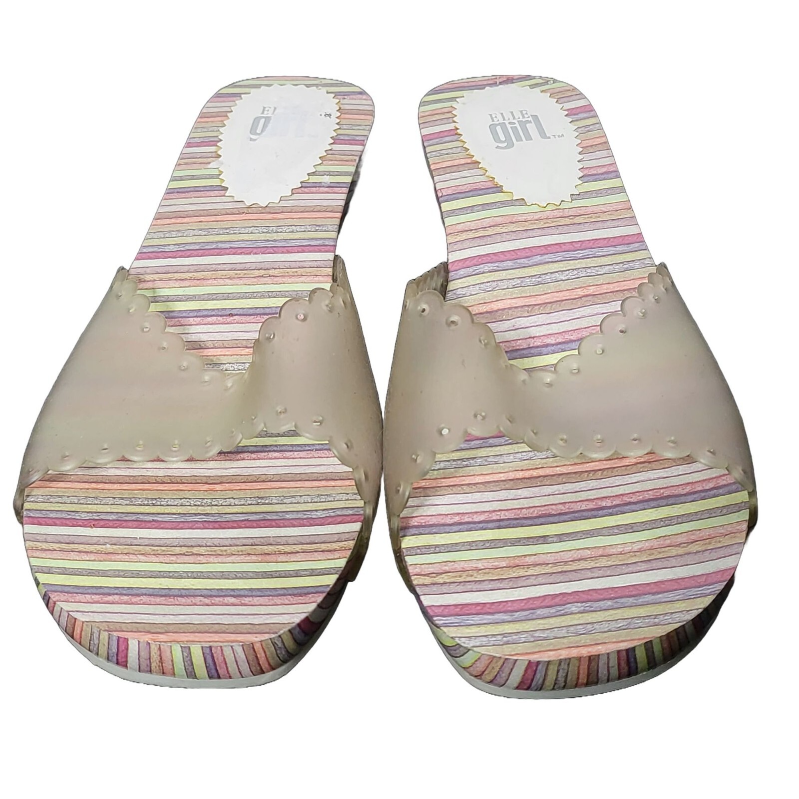 Elle Girl Womens Clear Gummies Gummy Slip On Sandals Size 8.5 Slides y2k Retro