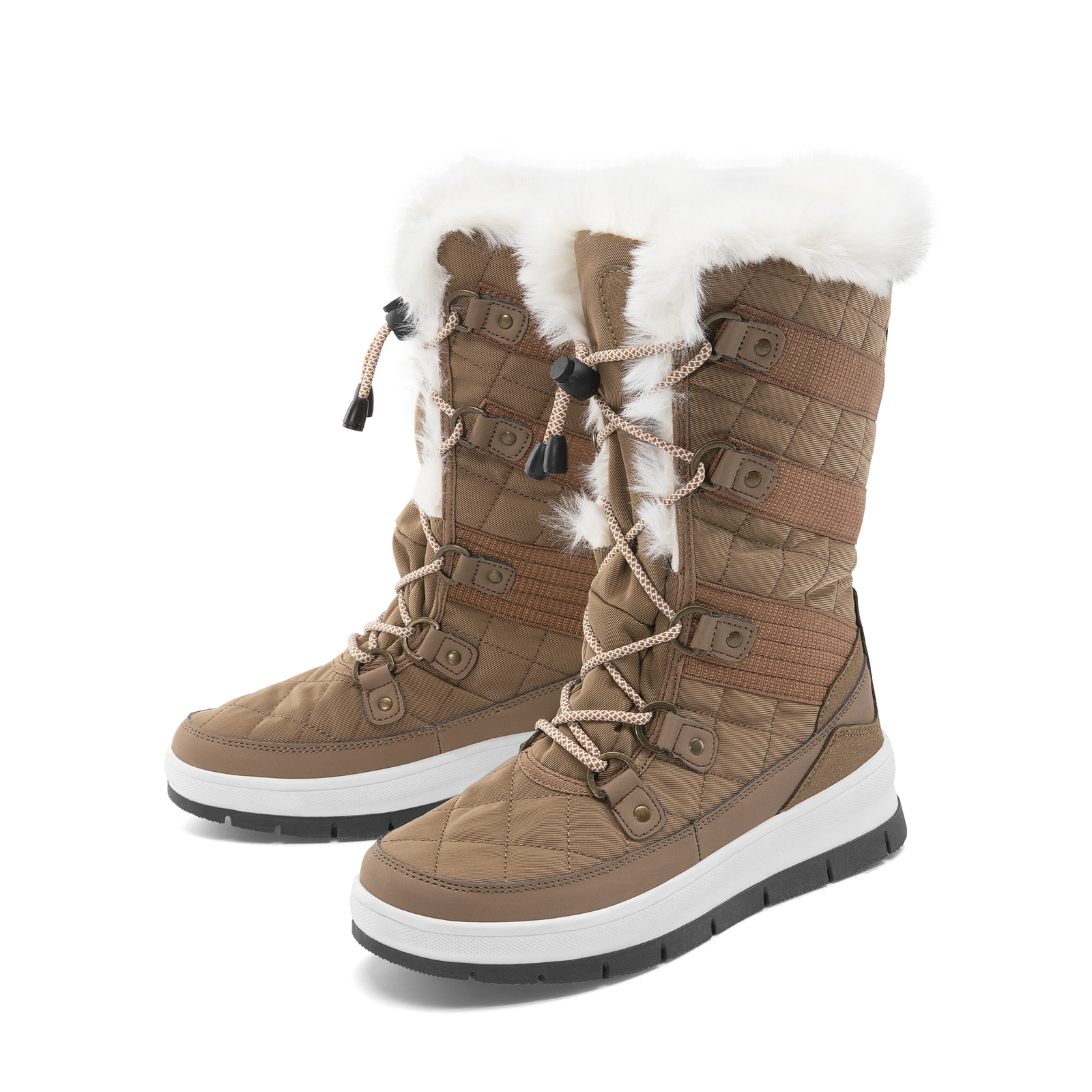 Women’s Snow Boots Soft Warm Fur Lined Lace up Mid Calf Outdoor Indoor Ski Boots