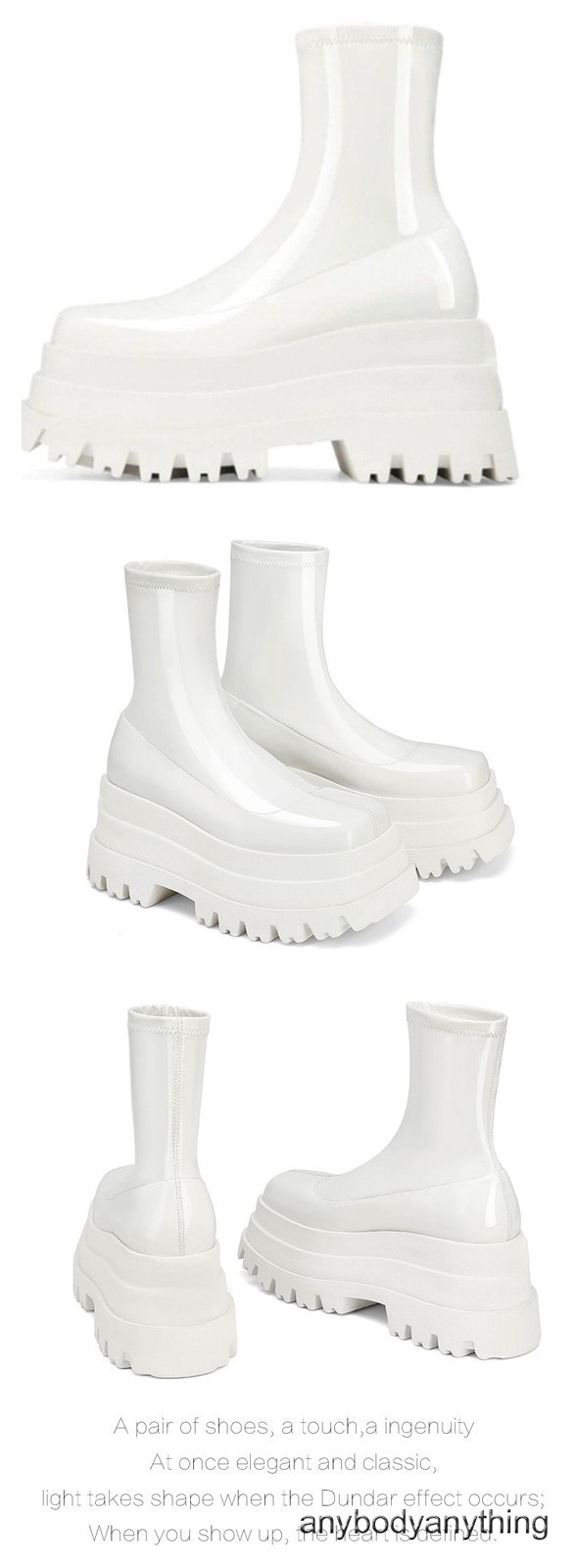 Street Style Women Thick Soled Platform Stretchy Ankle Boots High Heel Round Toe