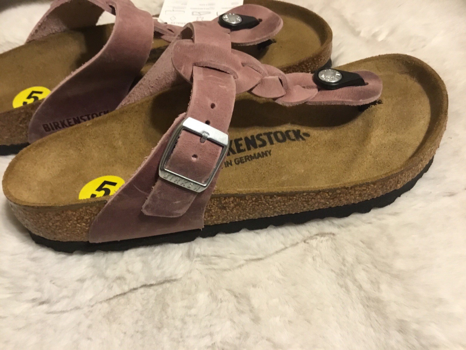 Birkenstock Woman’s Shoes Gizeh Braid Oiled Leather Sandals Lavender SZ5 US NEW