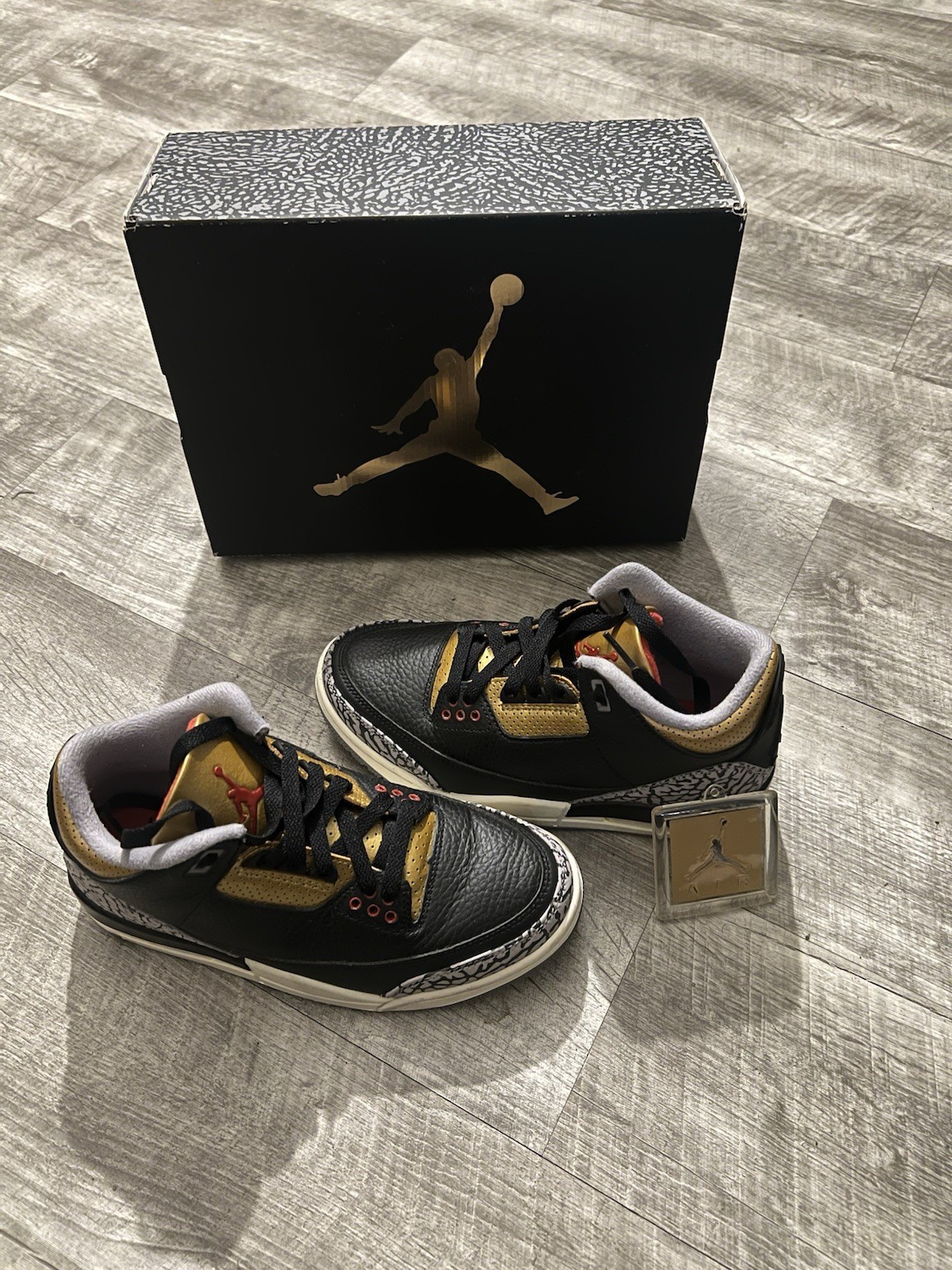 Air Jordan 3 Retro Black Fire Red Metalic Gold Size 6 Womens Ck9246-067