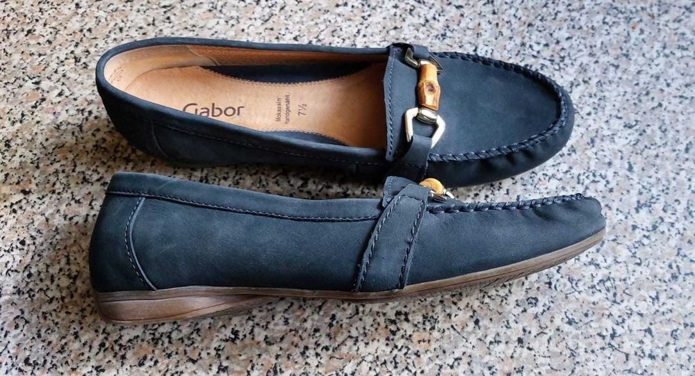 Women Gabor Loafers Navy Nubuck 41 #9P2Y